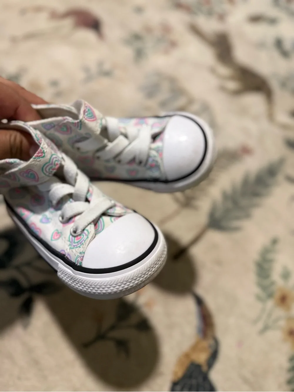 Converse Kids' High-Top Sneakers with Pastel Heart Print - White 5